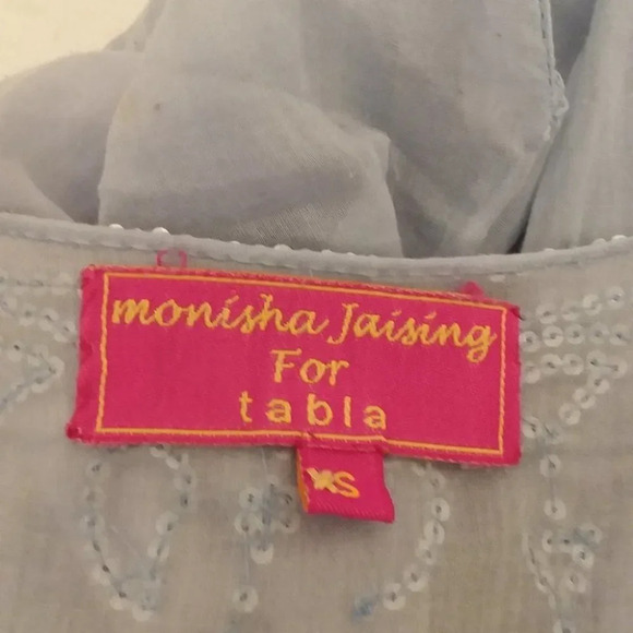 Monisha Jaising For Tabla Sequin Blue Sheer Top - Picture 5 of 7